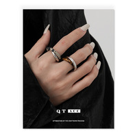 Bague en Agate Œil de Tigre Naturel Plaqué Cuivre, Style Européen et Américain, Luxe Léger, Haut de Gamme, Unique et de Niche