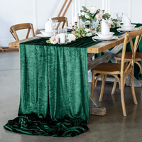 Décoration de mariage de luxe taille personnalisée chemin de table en velours concassé vert émeraude