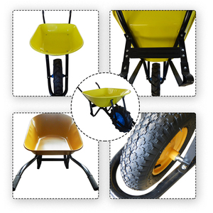 Тачка строительная Qdgiant WB7400R усиленная, грузоподъемность 160 кг, объем 78 л, пневматическое колесо 4.00-8 дюймов, сертификат GS, сталь/пластик - Product Image 6