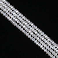 Perles de blé d'eau douce naturelles blanches en vrac de qualité B-AAA de 5-6 mm, en forme de bouton, en fils, pour la vente en gros
