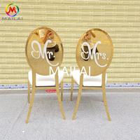 Nouveau design de chaise de mariage en acier inoxydable chaise de mariée et de marié chaise Mr & Mrs chaise arrière pour la décoration de mariage