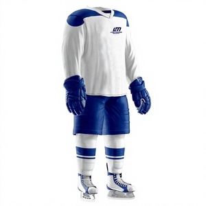 Uniforme de Hockey sobre Hielo LM para Hombre Adulto, Blanco y Azul, Sublimado, Ropa de Práctica Transpirable de Poliéster, Servicio OEM, Modelo LMI-006 Needle - Product Image 2
