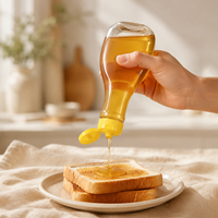 Bouteille souple en PET de qualité alimentaire pour miel avec bouchon à clapet, distributeur de sirop en plastique transparent, pot vide pour sauce, huile, assaisonnement
