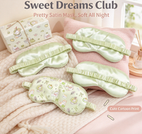 Masque de sommeil en satin vert pomme pour chatons, résistant à l'eau et respirant, idéal pour les filles et les étudiantes lors des pauses-nappes - Vente en gros