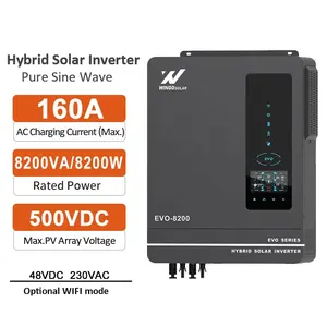 Wingo Solar Dual Output Single Phase 6kw 8KW 10KW 15kw 220 Volt Hybrid Solar Power Inverter with MPPT Charge Controller