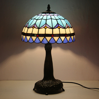 Lampe de table en verre teinté LongHuiJing de 12 pouces, abat-jour baroque, base en alliage de zinc, E26 E27 110-220V, lampe de lecture vintage
