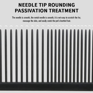 Fabbrica all'ingrosso Logo personalizzato nero in acciaio inossidabile pettine per peli di gatto pettine per animali domestici - Product Image 4