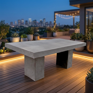 VIETCRAFTCHAIN Modern Classic Rectangular Concrete Dining <b>Table</b> Lightweight Durable Waterproof Top for <b>Outdoor</b> Furniture Use - Product Image 1
