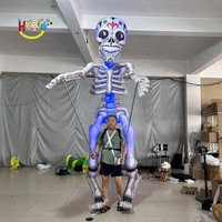 Disfraz Inflable de Esqueleto Fantasma para Desfile de Halloween, Marioneta Inflable con Luz LED