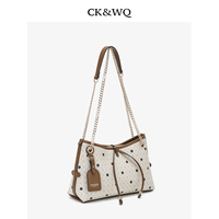 Sacs à main de luxe discrets 2026 SS, sacs Hobo à pois monogrammés en cuir contrastant pour femmes, sacs à bandoulière pour femmes, vente en gros