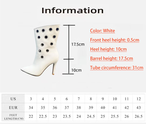 Soldes Exceptionnelles 2024 : Nouvelles Bottes Femme Blanches à Talon Haut Pointu Mi-hautes, Tendance et Polyvalentes, Grandes Tailles 35-42 - Product Image 6