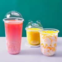 Gobelets en plastique jetables personnalisés avec logo PP, transparents et souples, pour boissons froides, bubble tea, boba, avec couvercles
