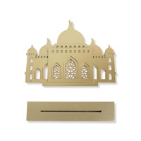 Ornement Islamique Cadeaux Ramadan Eid Mubarak Plaque en Bois Dorée Mate Décoration de Centre de Table Mosquée en Bois