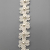 En stock, vente directe : Dentelle élastique à double rangée de perles, faite à la main, 4 cm, accessoires vestimentaires