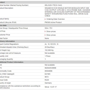 Module de commande de fréquence AC SINAMICS S120 160KW 6SL3320-1TE33-1AA3 innovant avec garantie d'un an pour moteur unique - Product Image 3