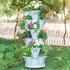 Pot de plantation empilable auto-arrosant à 5 niveaux pour fraises, pot de plantation vertical empilable en plastique pour fraises, tour hydroponique - Product Image 2