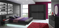 Usine Foshan Meubles modernes en bois 15mm MDF Armoire Coiffeuse Lit double Ensemble chambre à coucher