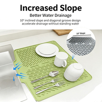 Tapis de séchage de vaisselle en silicone extra large, résistant à la chaleur, antidérapant, sans BPA, pliable, pour comptoir de cuisine