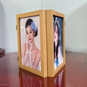 Cadre <span class=keywords><strong>photo</strong></span> vertical pliable en MDF écologique avec <span class=keywords><strong>impression</strong></span> UV pour photos 5x7, <span class=keywords><strong>verre</strong></span> <span class=keywords><strong>acrylique</strong></span> haute définition, triple couleur bois - Product Image 1