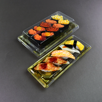 Boîte à sushi japonaise translucide à motifs, de différentes tailles, personnalisable en usine, conteneur à sushi rectangulaire jetable en plastique D