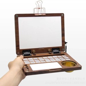 Caja de pintura de acuarela de madera, paleta con múltiples compartimentos, estuche de pintura sólido portátil para artistas y entusiastas de la pintura - Product Image 5