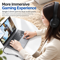 Câble répartiteur Biaze TRRS 3,5 mm mâle vers double 3,5 mm femelle avec gaine en nylon pour casque, idéal pour ordinateur portable et jeux PC