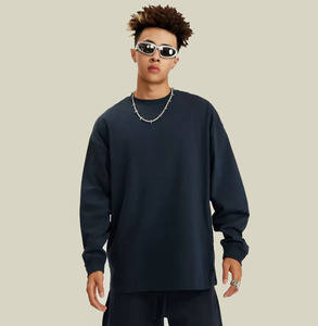 Fabricants de chemises <span class=keywords><strong>TTT</strong></span> personnalisées 100% coton 300 GSM <span class=keywords><strong>T</strong></span>-shirts à manches longues surdimensionnés pour hommes - Product Image 3