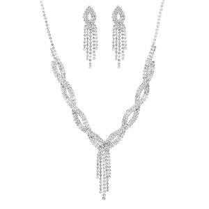 Collier et boucles d'oreilles de mariée chrétiens en argent et cristal, très demandés, pour femmes - Product Image 4