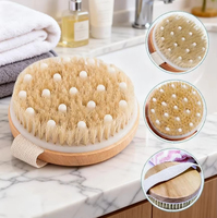 Brosse corporelle en bois à logo personnalisé pour le drainage lymphatique, ensemble de brosses exfoliantes en poils de sanglier naturels pour une peau éclatante