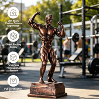 Trophée de musculation personnalisé en métal 3D et résine, figurine de musculateur, trophée directement de l'usine, trophées de championnat sportif et de fitness pour entraîneurs