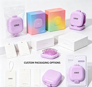 Peigne à cheveux circulaire pliable mini, couleur unie, écologique, avec miroir, pour les voyages, les cosmétiques, les cadeaux promotionnels d'entreprise, logo personnalisé - Product Image 6