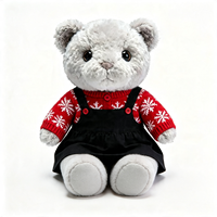 Ours en peluche gris en gros, animaux en peluche personnalisés en forme d'ours, jouets en peluche en vrac avec vêtements, ours en peluche rembourrés personnalisés