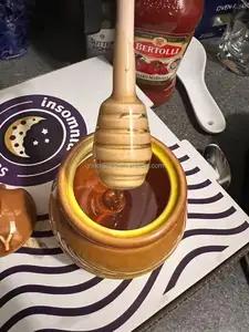 Tarro de miel de cerámica con cucharón de madera, bote de miel con cucharón, tarro de miel con soporte, gran decoración de abeja, Decoración de cocina de granja