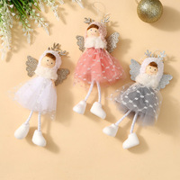 Nouvelle Décoration de Noël Pendentif Fille Ange avec Jupe en Tulle Perlée, Breloque à Suspendre pour Arbre de Noël, Style Euro-Américain