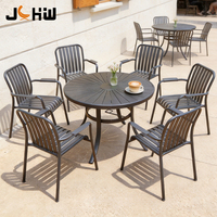 Ensemble de meubles de terrasse pour café commercial moderne, meubles de jardin pour restaurant, ensemble de table à manger extérieure 6 places pour terrasse et cour