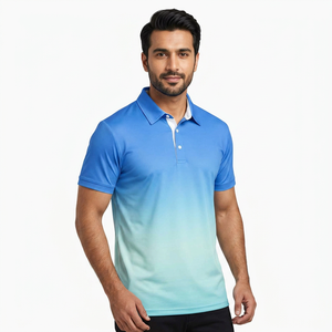 Men's Summer Casual Pullover Polo 220Gsm Polyester Breathable Knitted Fabric Short Sleeve <b>T</b> <b>Shirt</b> with Turn <b>Collar</b> Solid Color - Product Image 1