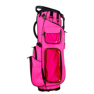 उच्च गुणवत्ता वाले चमड़े और पॉलिएस्टर वाटरप्रूफ जिपर बंद करने वाली महिलाओं के लिए गर्म गुलाबी 14-वे गोल्फ स्टैंड बैग - Product Image 3