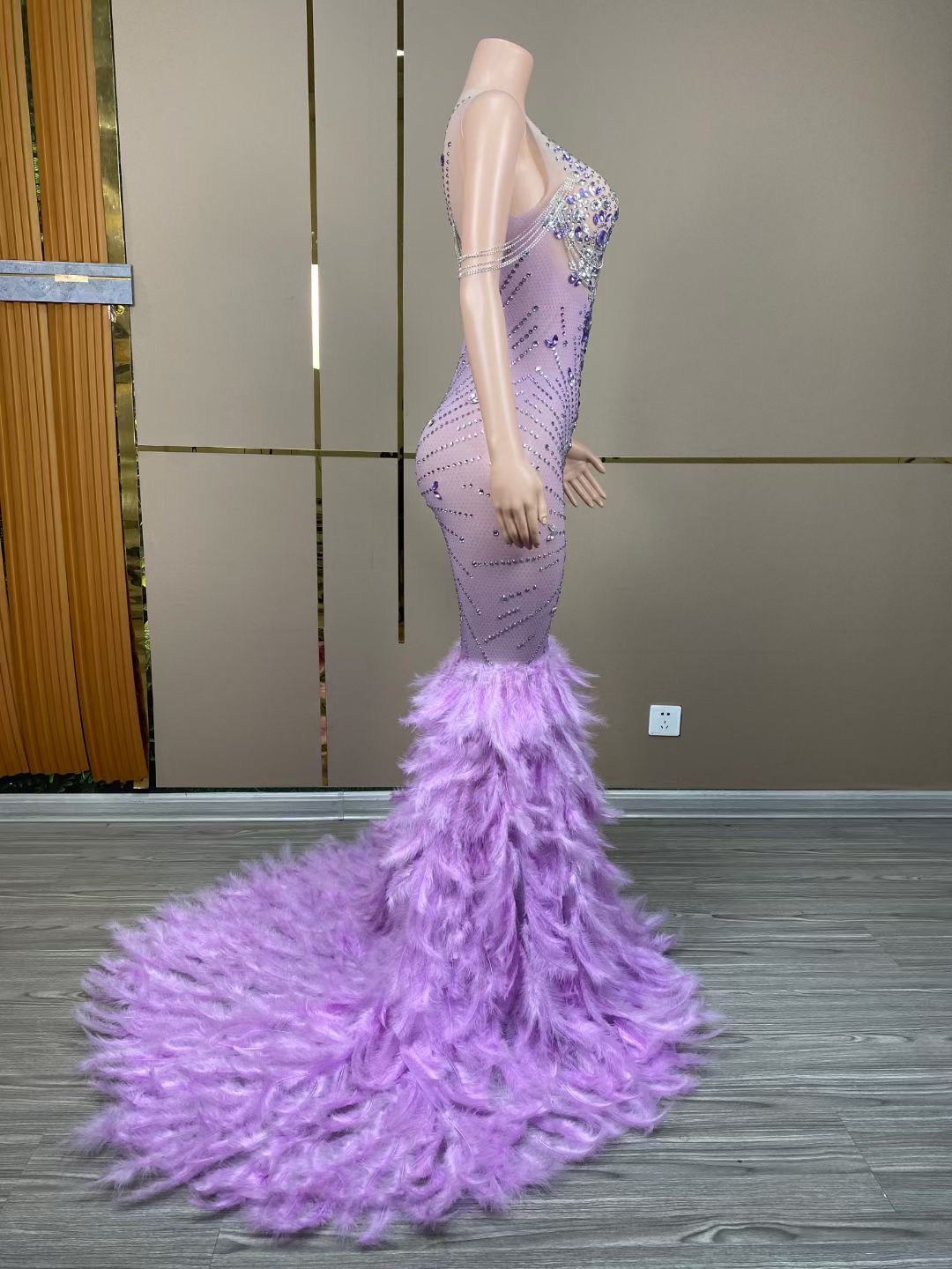 mermaid tail formal dress Windsor Tara Formal Satin Lace-Up Mermaid Dress in Navy Blue | Size: XL main image 1