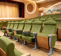 Chaise d'auditorium rembourrée avec tablette d'écriture pliable, accoudoir en bois, siège de théâtre robuste pour salle de conférence universitaire