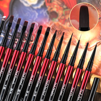 Ensemble de pinceaux à ongles professionnels Huadie Luxury 13 pièces, manche en métal noir et rouge dégradé, multifonctionnels, pour la peinture au gel UV