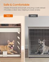 Table d'appoint pour animaux de compagnie en noyer naturel, mobilier moderne pour cage à chien avec station de charge