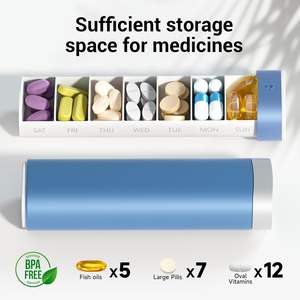 Distributore di pillole 7 giorni PP senza BPA A-172 da viaggio settimanale porta pillole integratori e scatola di plastica per Organizer di farmaci - Product Image 3