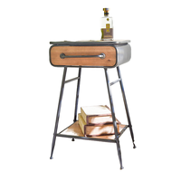Petite table d'appoint au design antique avec panneau de tiroir de rangement Meubles de style en bois pour la maison Salon Tables basses