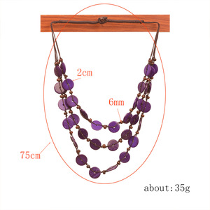 Bohemia Multi-layer short Buttons wood coin charm necklace Beaded Coconut shell necklace beach <strong>jewelry</strong> - Product Image 4