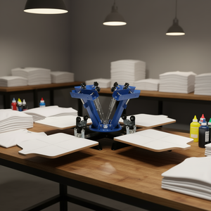 D0100HPFRNG Impresora de Serigrafía Manual Giratoria de 4 Colores y 4 Estaciones (21.2x17.7in) para Impresión DIY de Camisetas - Product Image 2