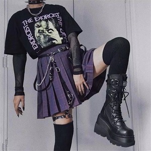 Özel Logo Goth tarzı kadın tasarımcı çizmeler Metal toka Dropshipping ile düz Platform ayakkabılar kış yeni erkek ayakkabısı için - Product Image 3