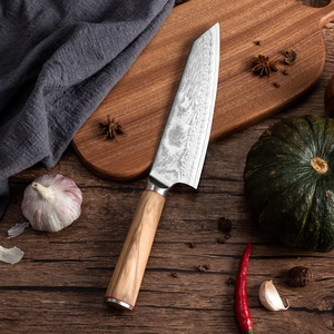 Mango de madera de Olivo de alta calidad cuchillo Damasco 8 pulgadas AUS10 cuchillo de chef kuchenmesser de acero japonés - Product Image 3