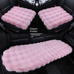 غطاء مقعد سيارة سميك من الفرو الصناعي الناعم للحيوانات الأليفة للمقاعد الأمامية والخلفية مع قاعدة مانعة للانزلاق وإغلاق بسحاب وحزام - Product Image 2