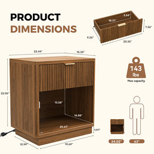 Table de Chevet Moderne Écologique en Bois avec Capteur LED, Ports USB, Prises CA, Lumière RGB, Mode Musique et Fonction Minuterie pour Appartement et Salle à Manger - Product Image 6