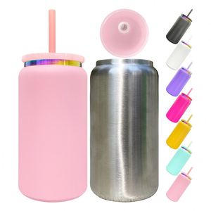Rainbow Plated Underneath Powder Coated Colored Stainless Steel Vacuum Insulated <b>Double</b> <b>Walled</b> 16oz Can Cups - Product Image 1